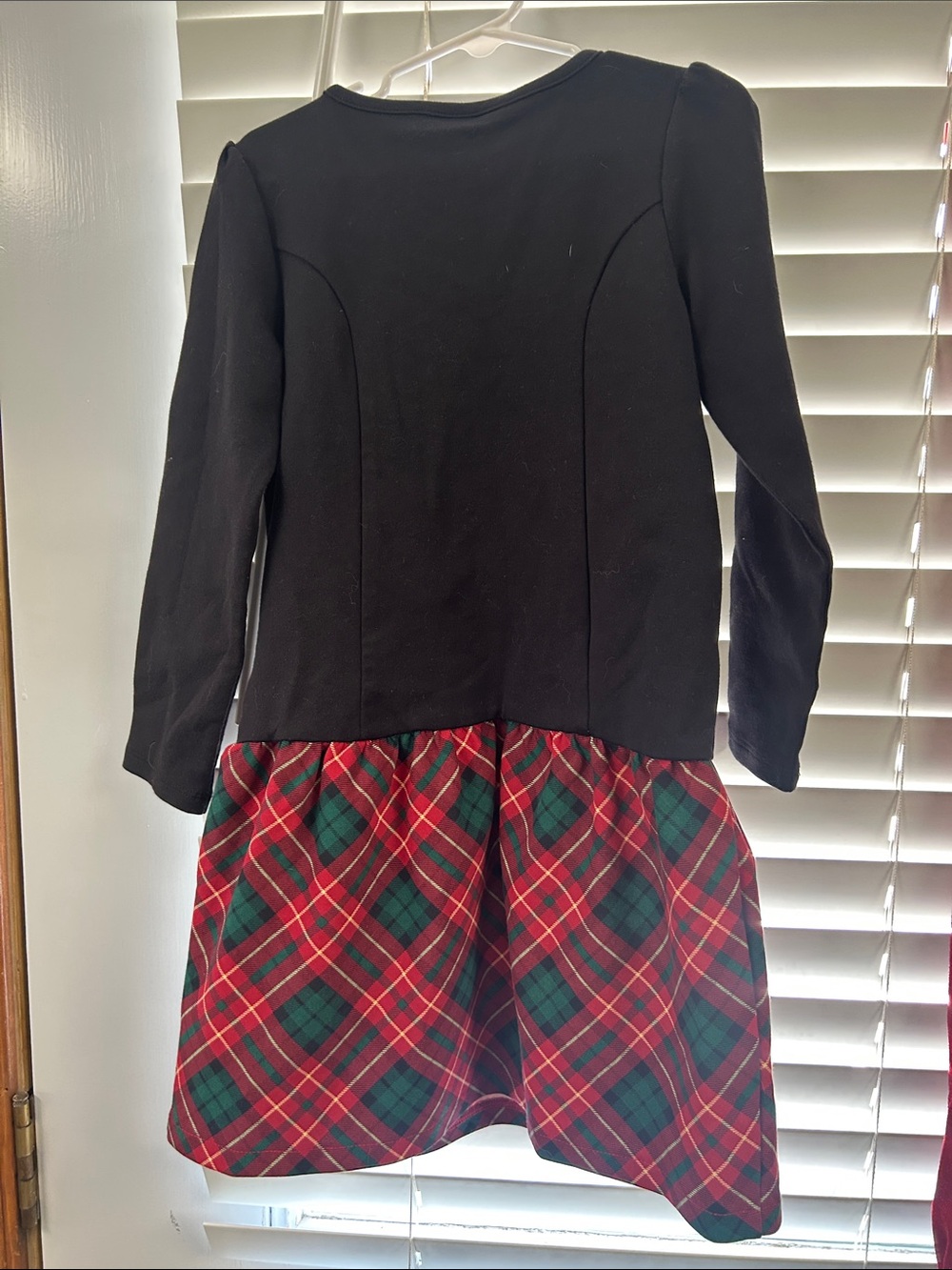 Black Top with Red Green Plaid Skirt Girls Dress - Picture 3 of 4